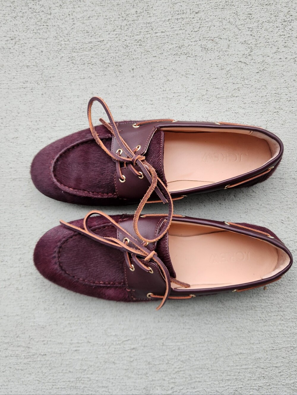 Women's Burgundy Leather & Haircalf Boat Shoes